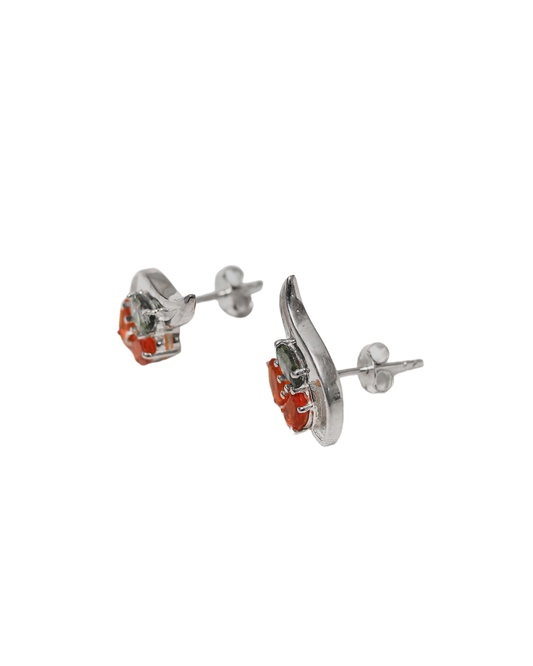 Phoenix Flame: Exclusive Garnet & Peridot Winged Stud Earrings