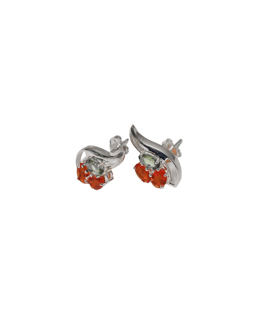 Phoenix Flame: Exclusive Garnet & Peridot Winged Stud Earrings