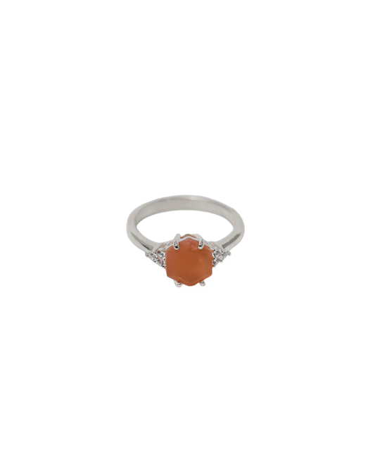Sunset Radiance – Orange Moonstone Ring