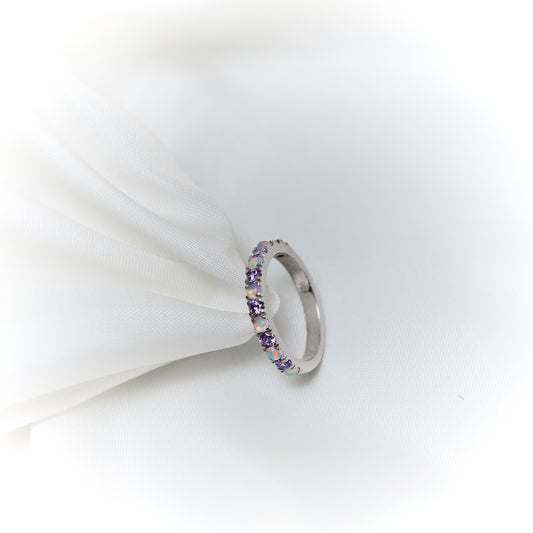Enchanted Harmony – Amethyst & Opal Eternity Band