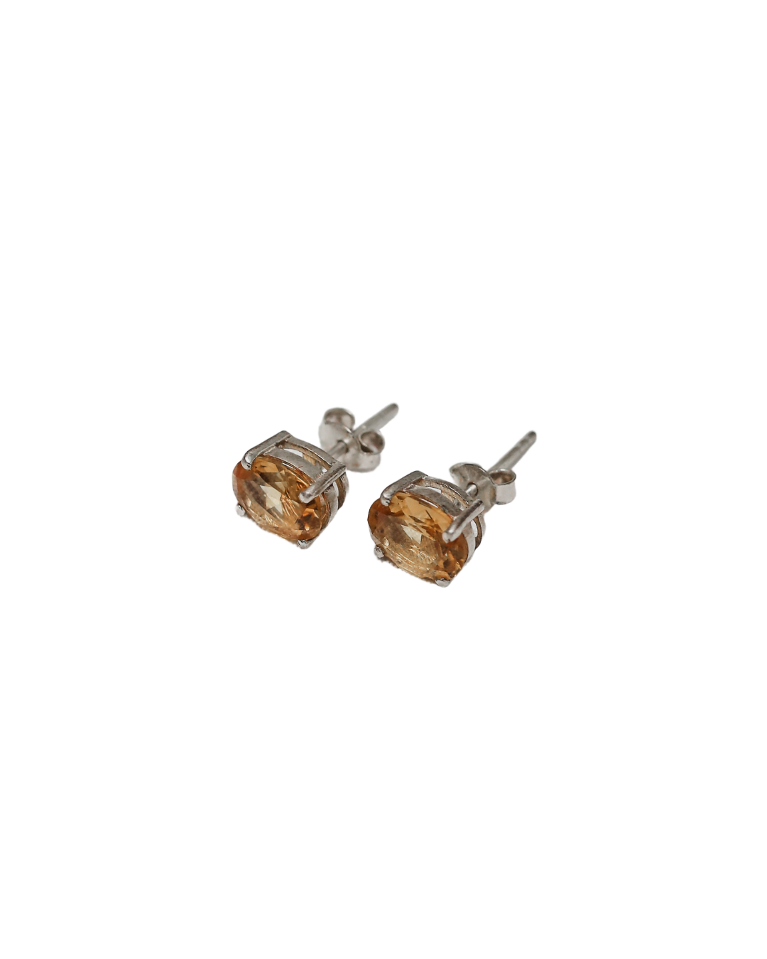 Luxe Radiance: Exquisite Citrine & Sterling Silver Stud Earrings