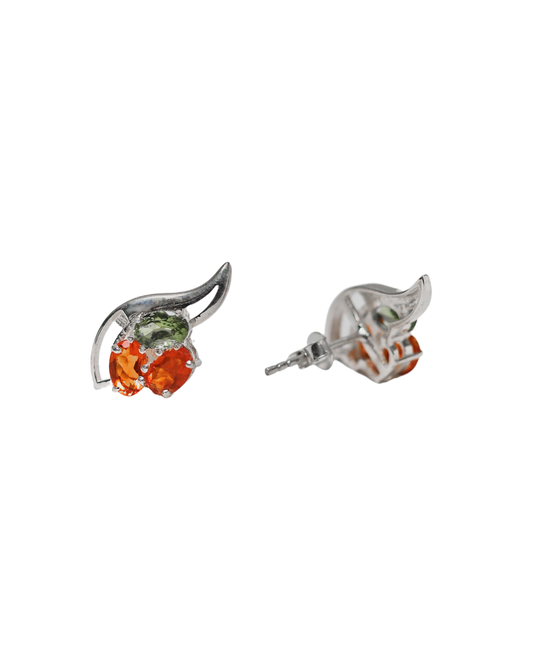 Phoenix Flame: Exclusive Garnet & Peridot Winged Stud Earrings