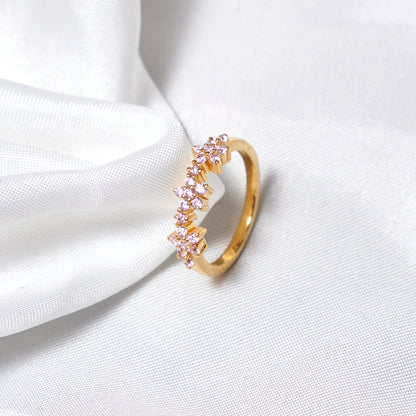 Gold Plated Floral Diamond Style Adjustable Ring