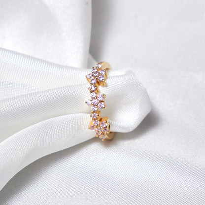 Gold Plated Floral Diamond Style Adjustable Ring