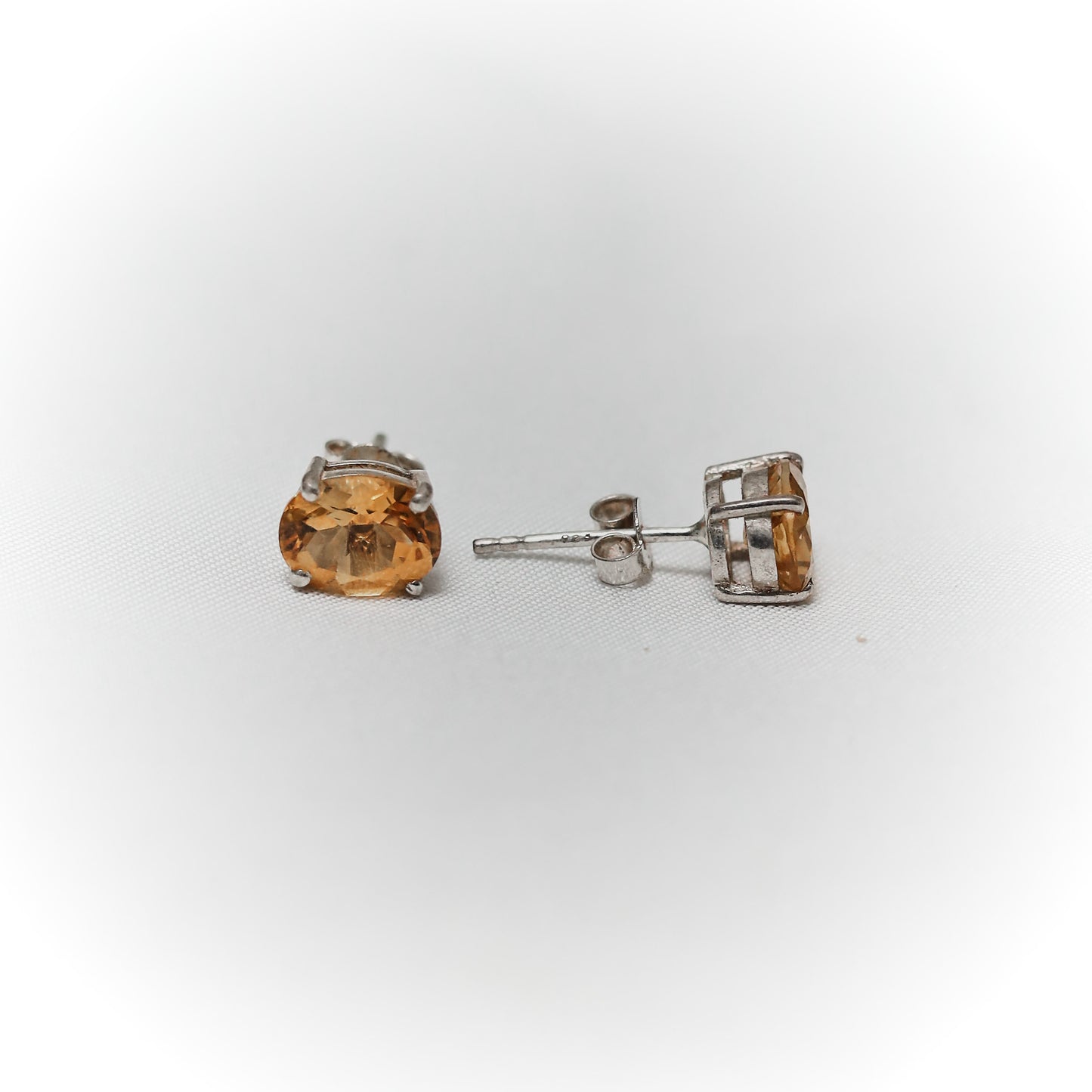Luxe Radiance: Exquisite Citrine & Sterling Silver Stud Earrings