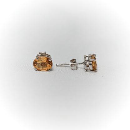 Luxe Radiance: Exquisite Citrine & Sterling Silver Stud Earrings