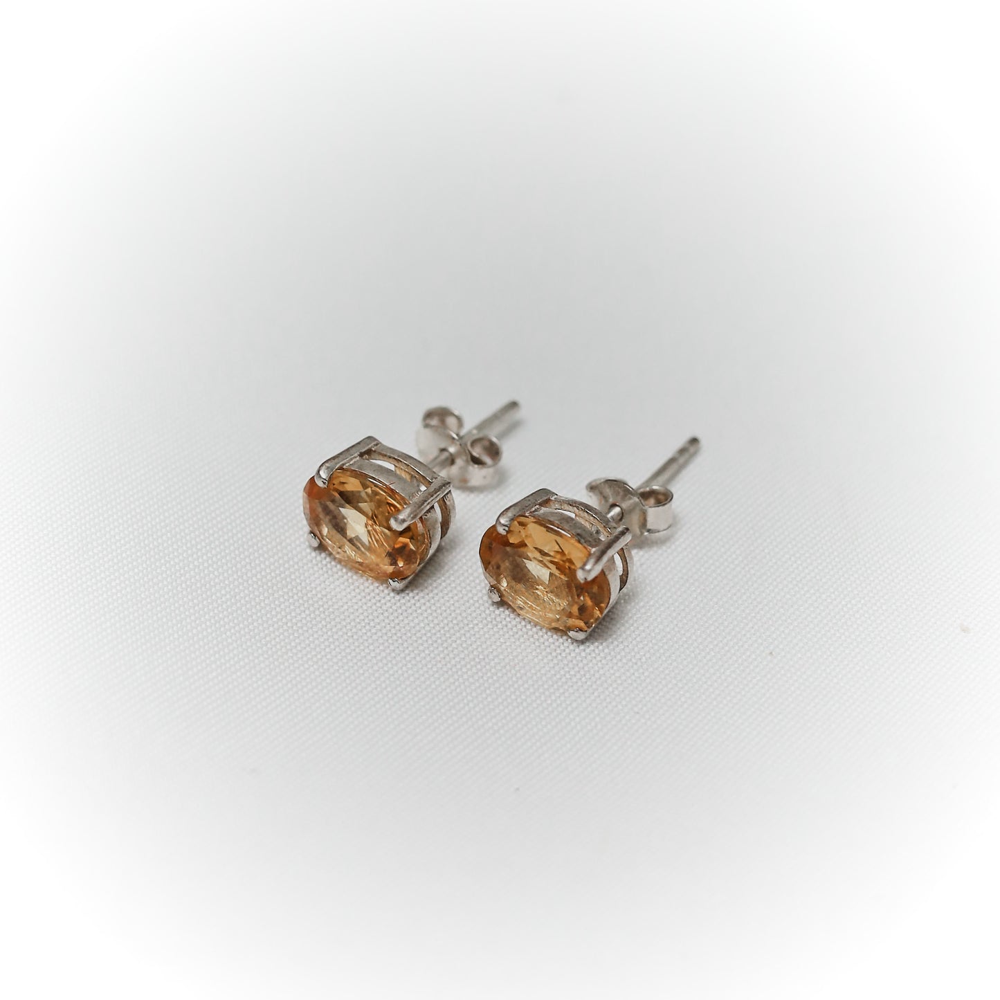 Luxe Radiance: Exquisite Citrine & Sterling Silver Stud Earrings