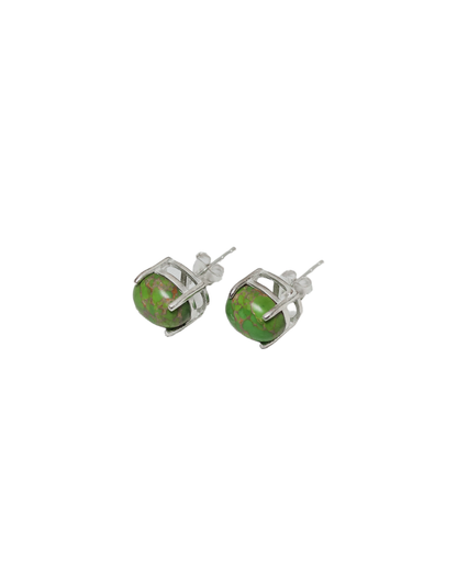 Emerald Whisper: Exquisite Green Turquoise & Sterling Silver Studs