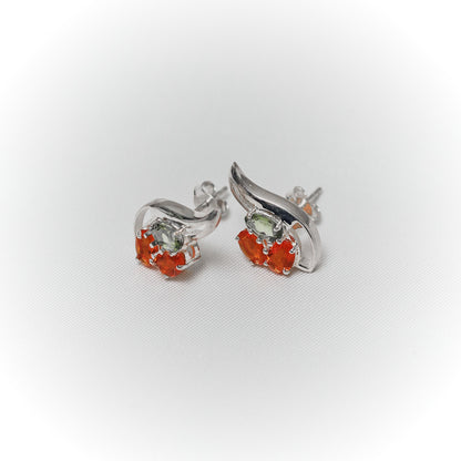Phoenix Flame: Exclusive Garnet & Peridot Winged Stud Earrings