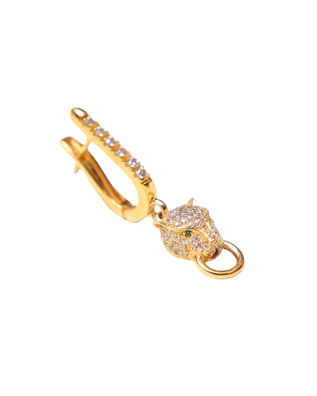 Panther CZ Huggie Earrings in 925 Silver