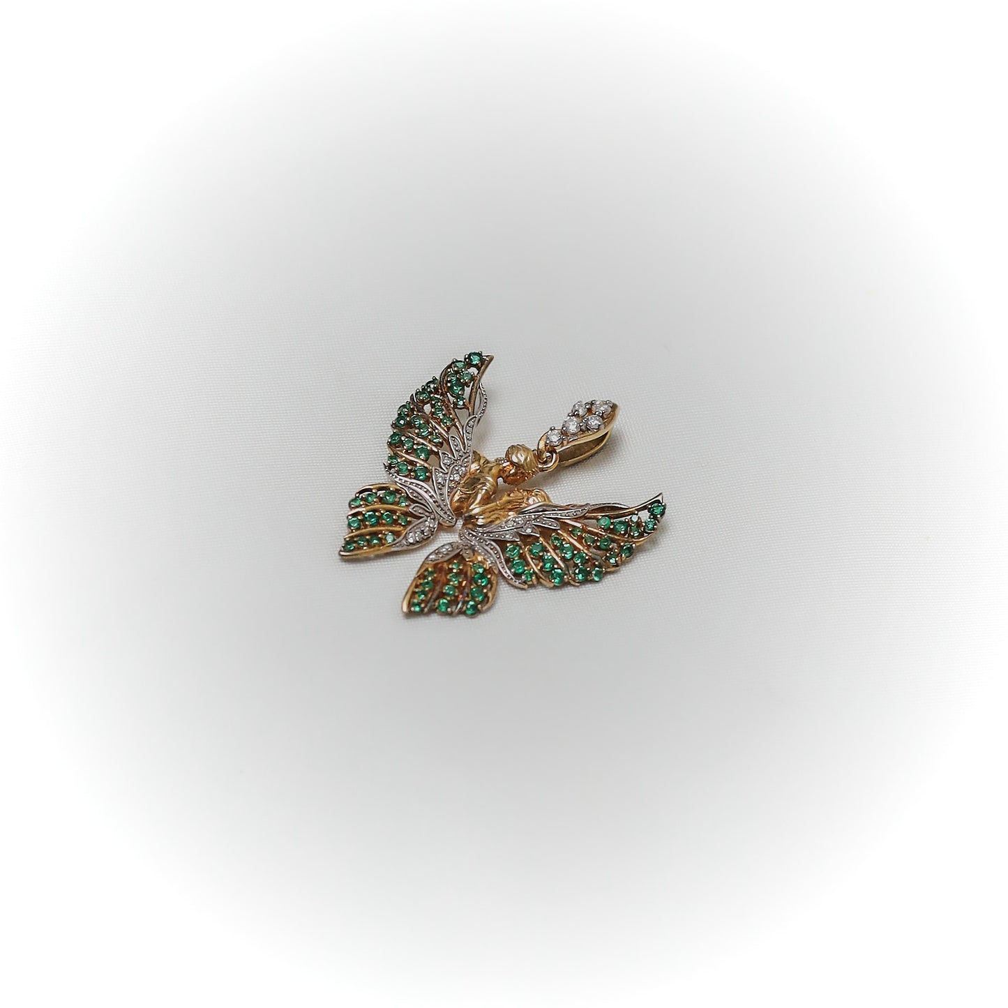 Ethereal Phoenix – Emerald & Diamond Pendant