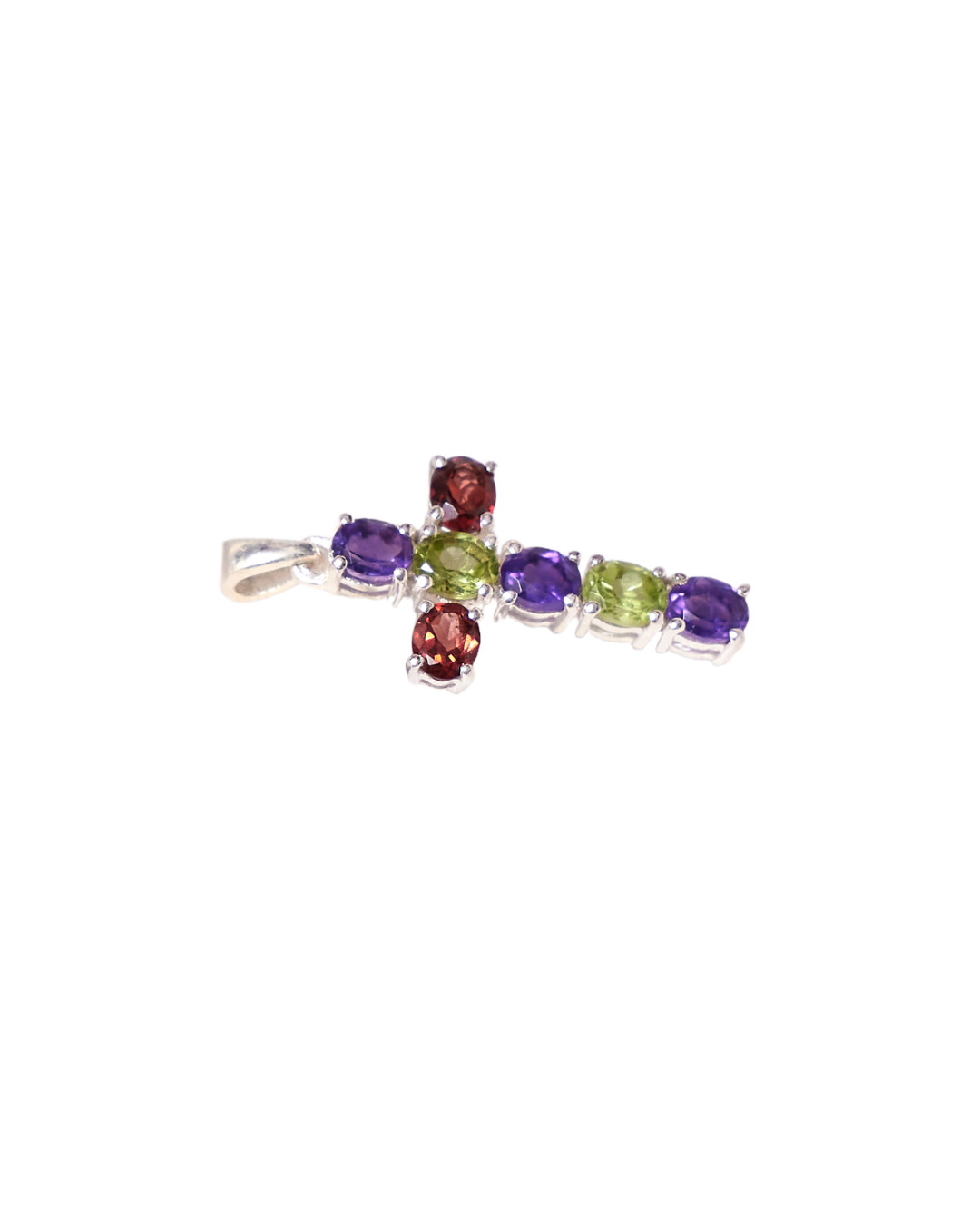 Multicolor Gemstone Cross Pendant