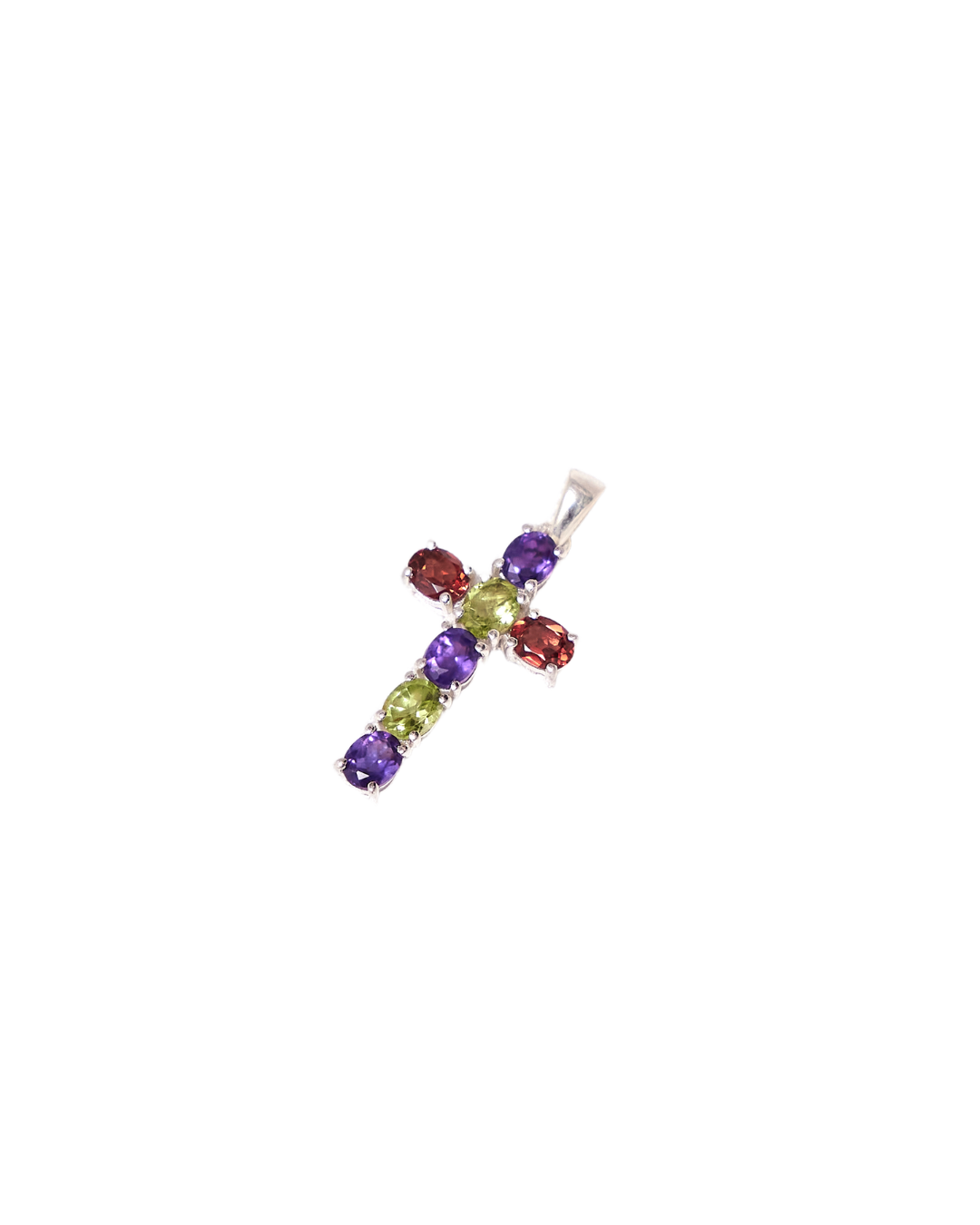 Multicolor Gemstone Cross Pendant