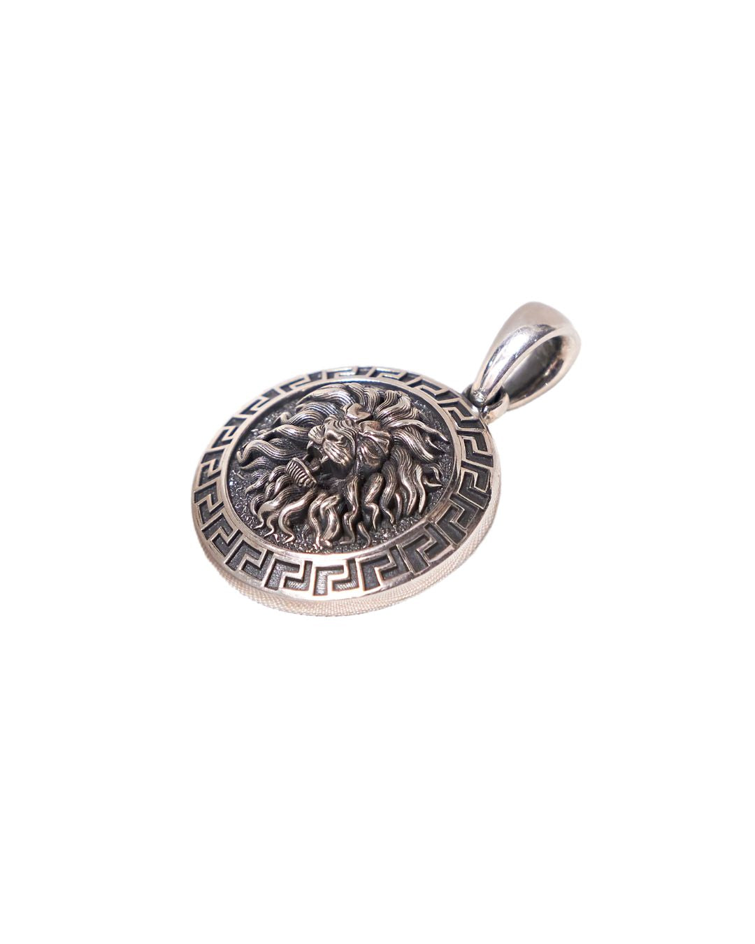 Regal Lion Silver Medallion Pendant