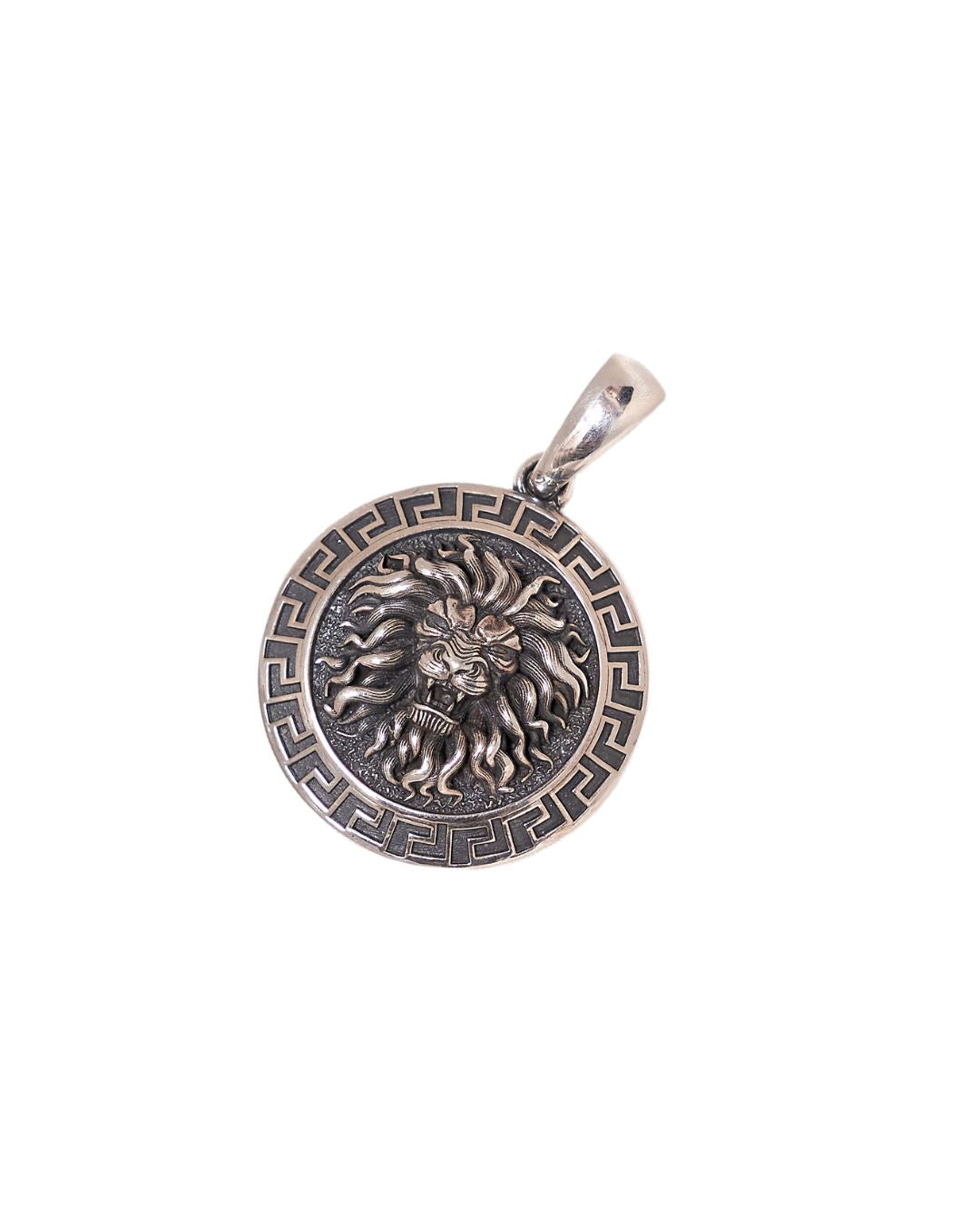 Regal Lion Silver Medallion Pendant