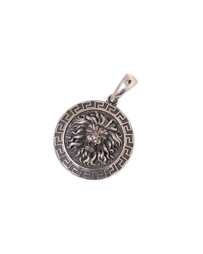 Regal Lion Silver Medallion Pendant