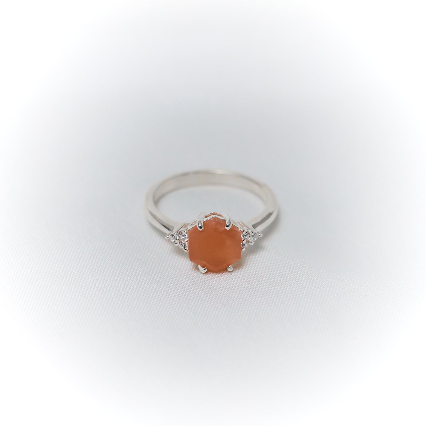 Sunset Radiance – Orange Moonstone Ring