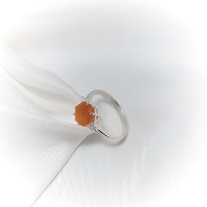 Sunset Radiance – Orange Moonstone Ring