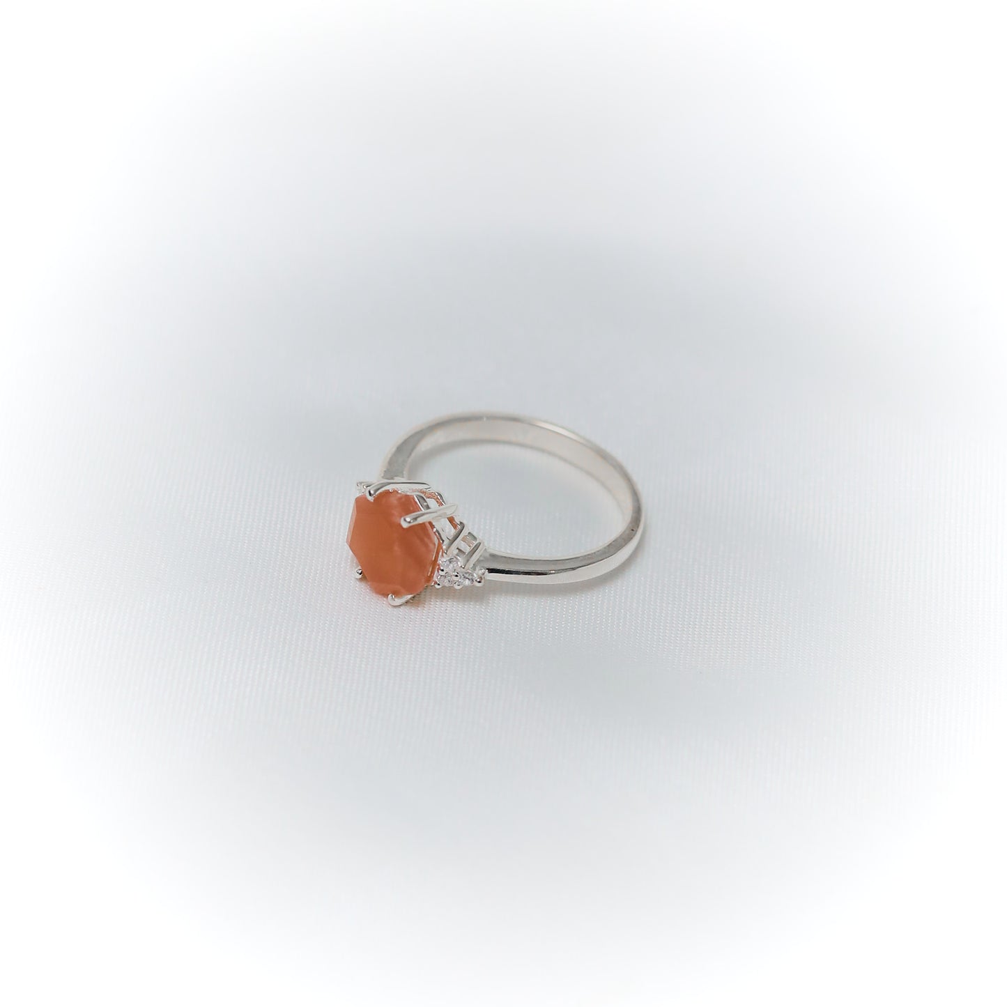 Sunset Radiance – Orange Moonstone Ring