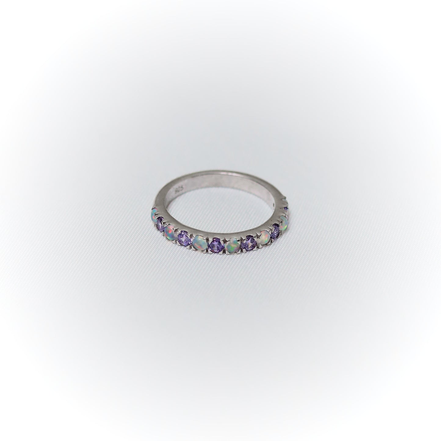 Enchanted Harmony – Amethyst & Opal Eternity Band