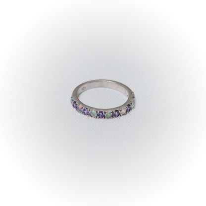 Enchanted Harmony – Amethyst & Opal Eternity Band