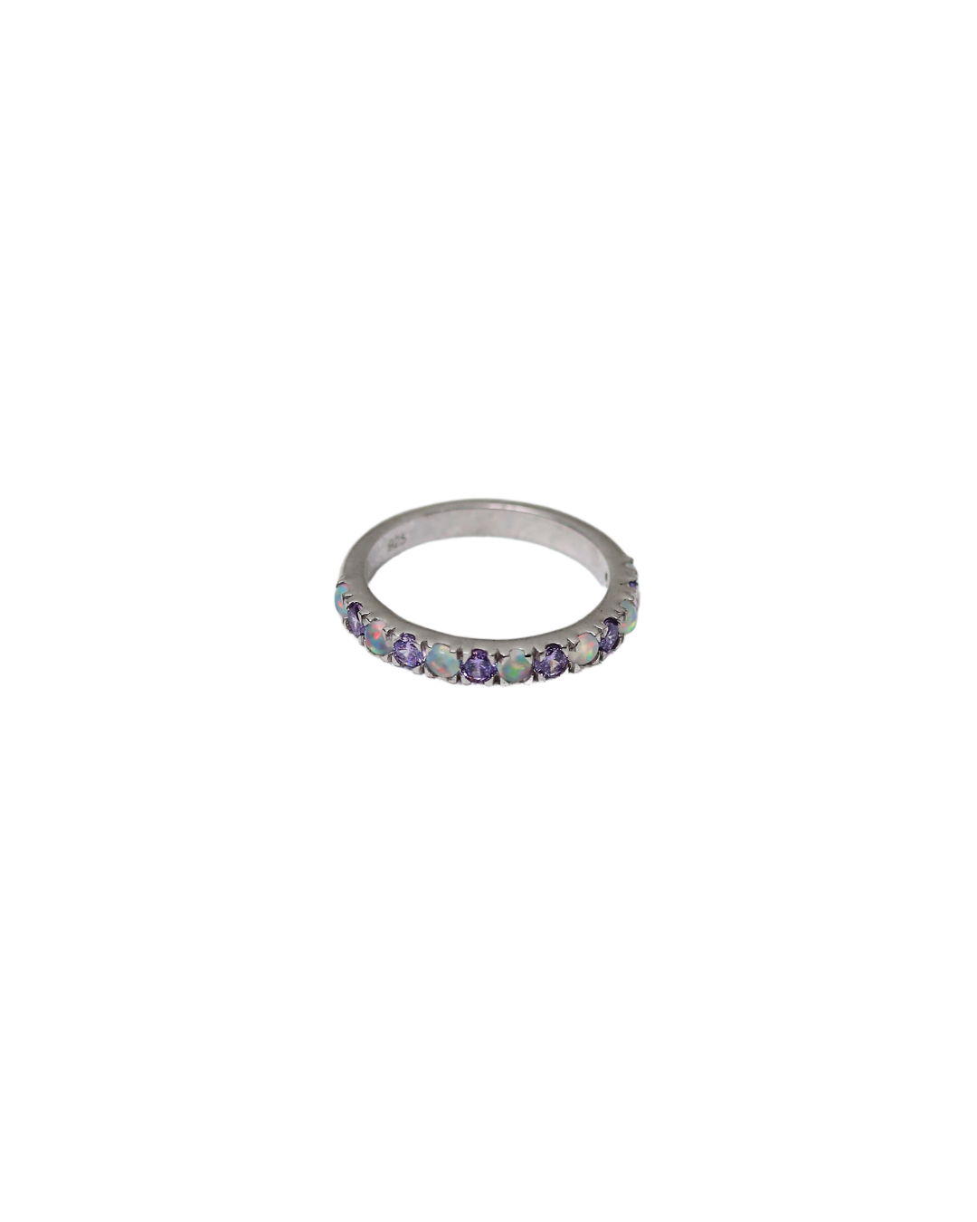 Enchanted Harmony – Amethyst & Opal Eternity Band