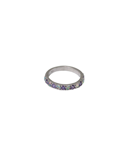 Enchanted Harmony – Amethyst & Opal Eternity Band