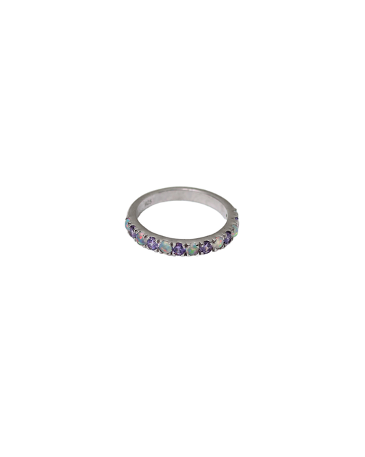 Enchanted Harmony – Amethyst & Opal Eternity Band