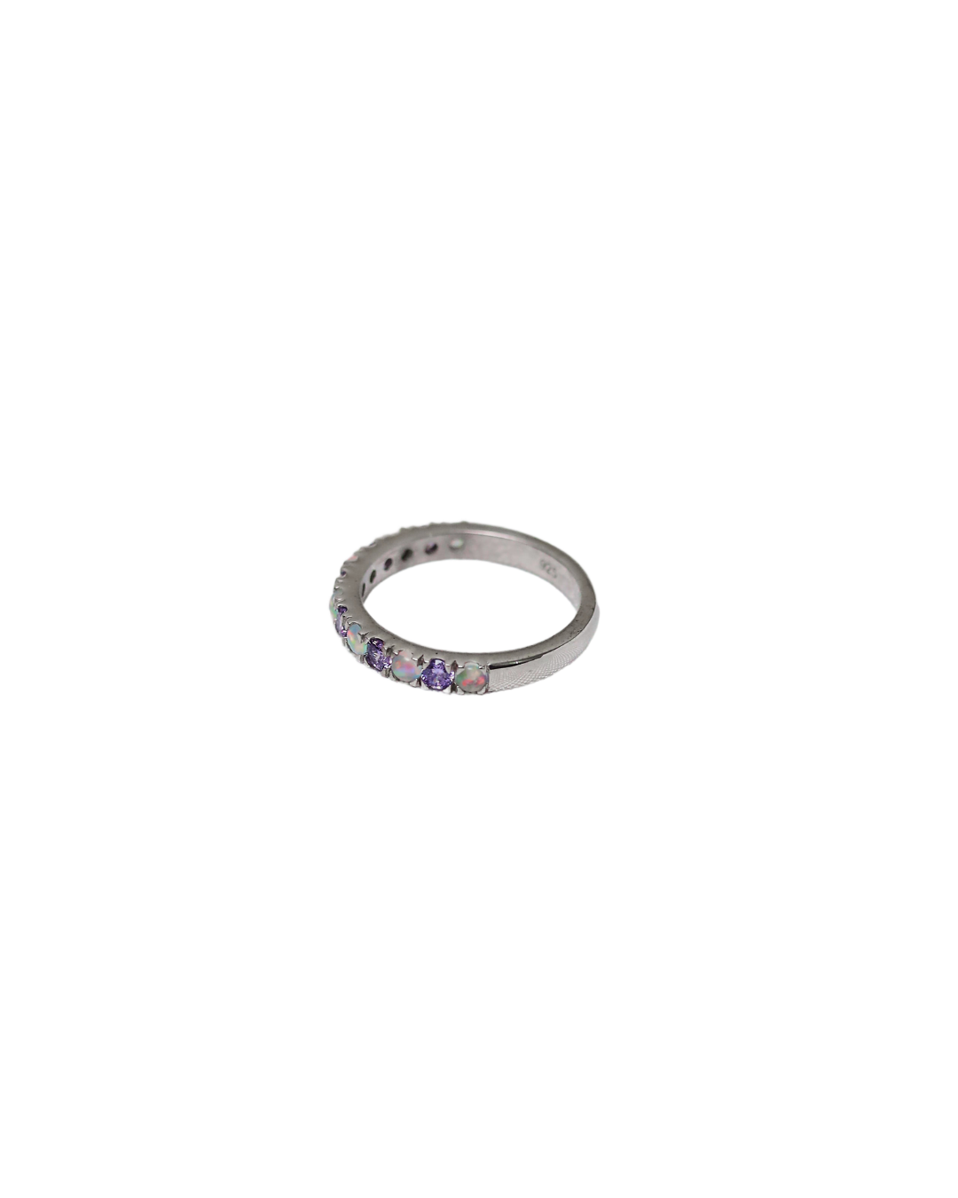 Enchanted Harmony – Amethyst & Opal Eternity Band
