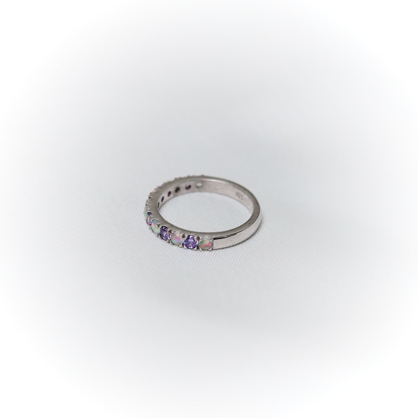 Enchanted Harmony – Amethyst & Opal Eternity Band