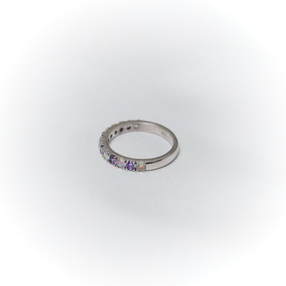 Enchanted Harmony – Amethyst & Opal Eternity Band