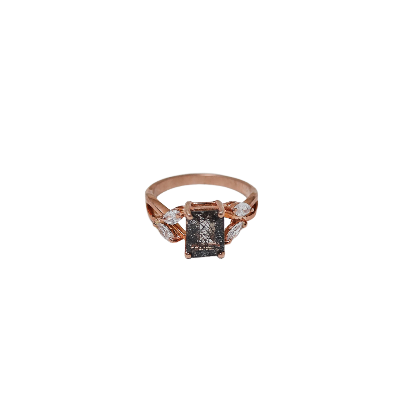 Midnight Elegance – Black Rutilated Quartz Ring