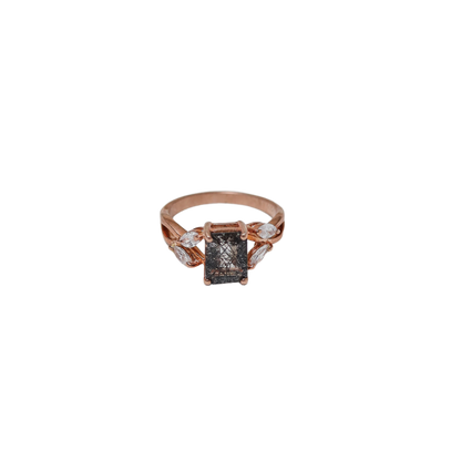 Midnight Elegance – Black Rutilated Quartz Ring