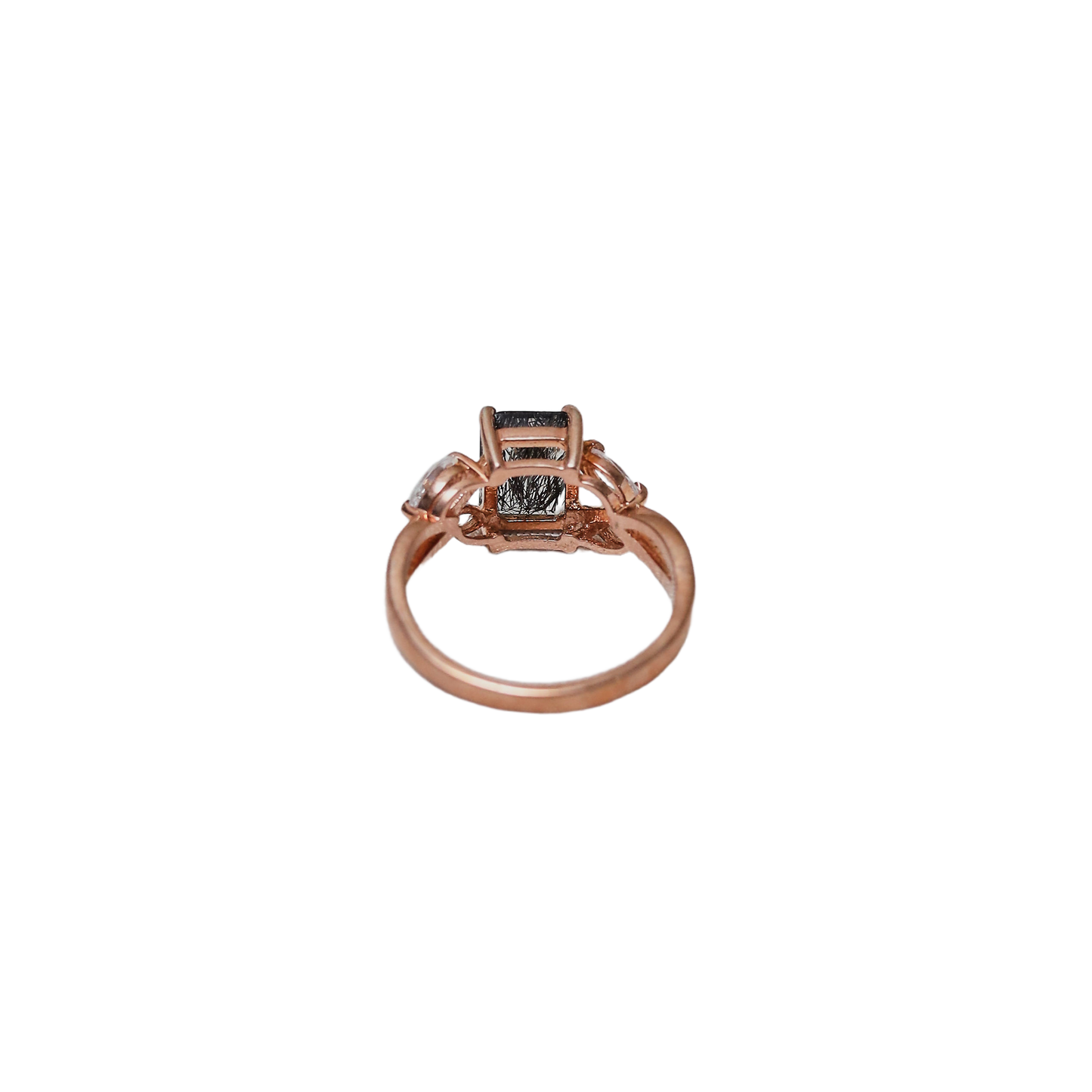 Midnight Elegance – Black Rutilated Quartz Ring
