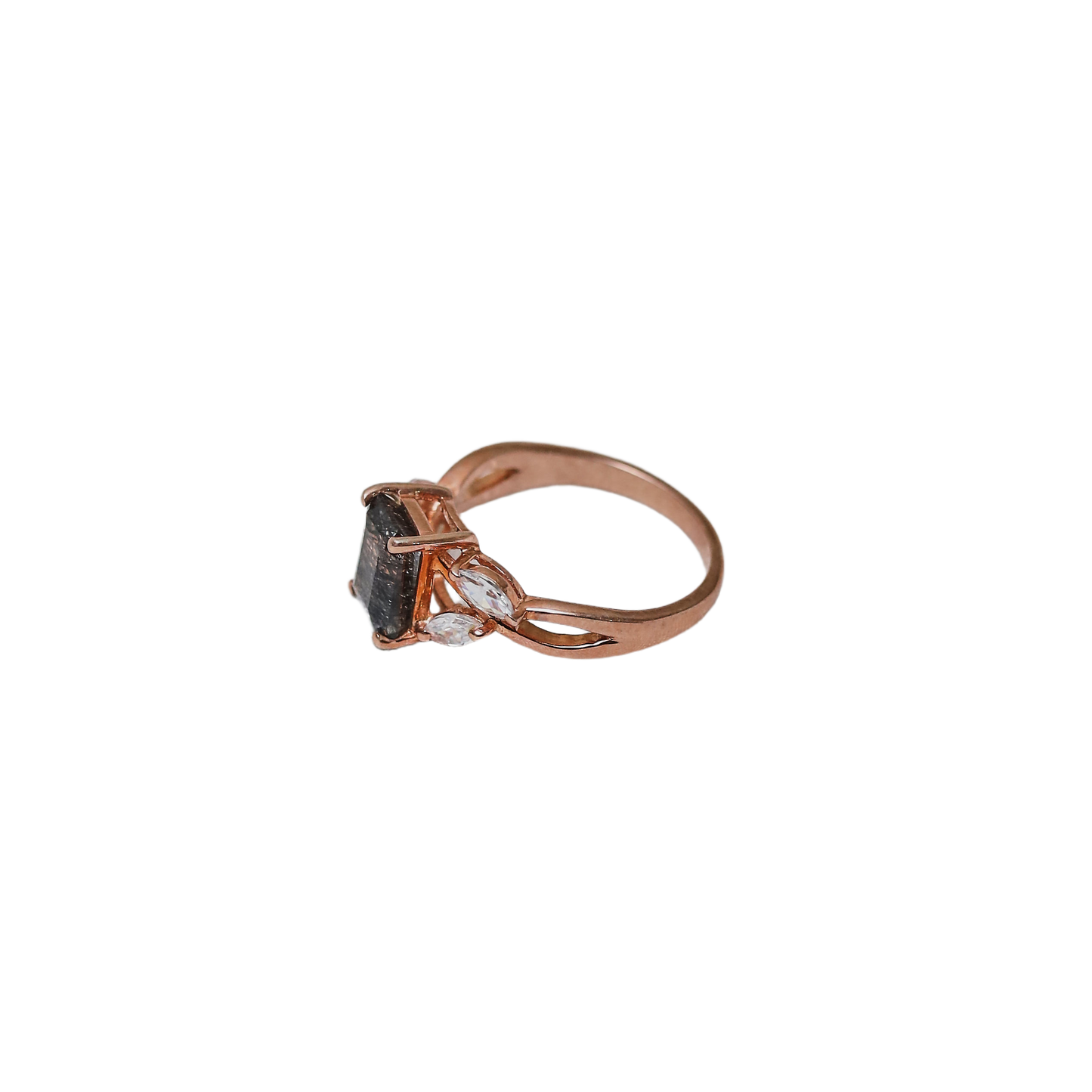 Midnight Elegance – Black Rutilated Quartz Ring