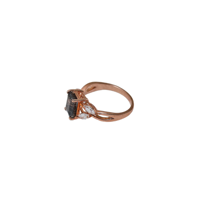 Midnight Elegance – Black Rutilated Quartz Ring