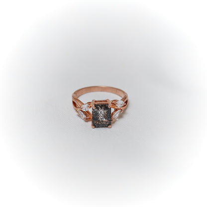 Midnight Elegance – Black Rutilated Quartz Ring