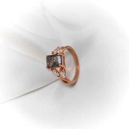 Midnight Elegance – Black Rutilated Quartz Ring