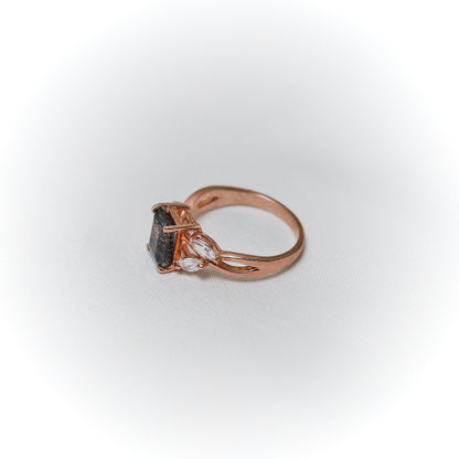 Midnight Elegance – Black Rutilated Quartz Ring