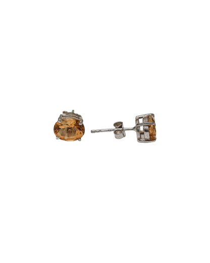 Luxe Radiance: Exquisite Citrine & Sterling Silver Stud Earrings