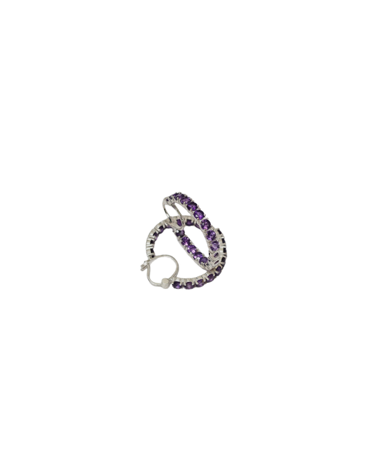 Amethyst Eternity Hoop Earrings – Sterling Silver