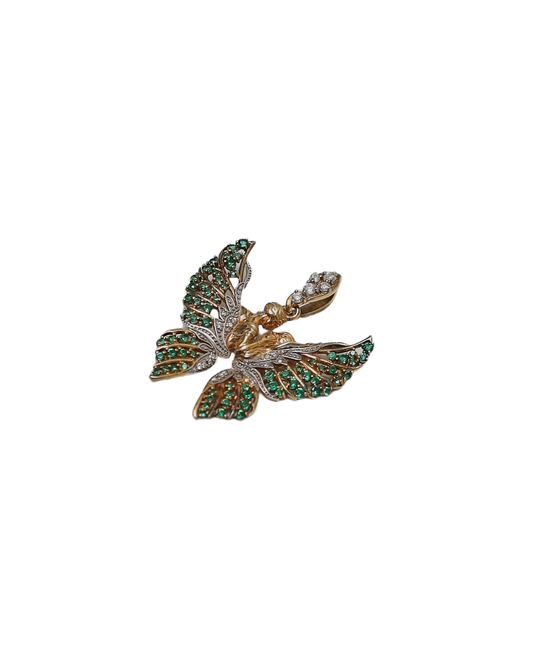 Ethereal Phoenix – Emerald & Diamond Pendant