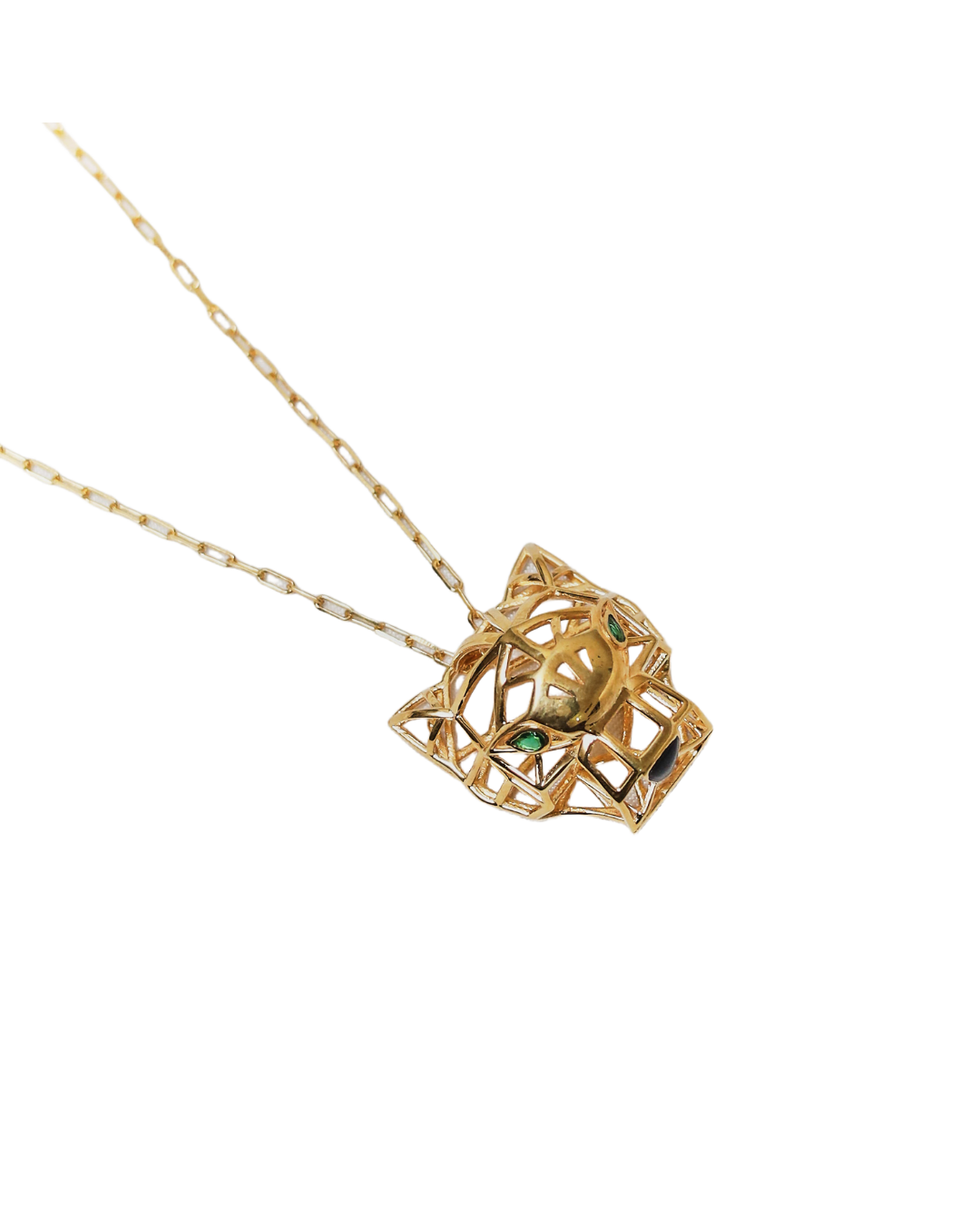 Majestic Panther – Emerald-Eyed Gold Pendant