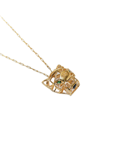 Majestic Panther – Emerald-Eyed Gold Pendant