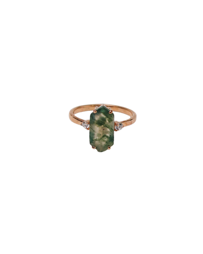 Earth Alchemy: Moss Agate & Rose Gold Consciousness Ring