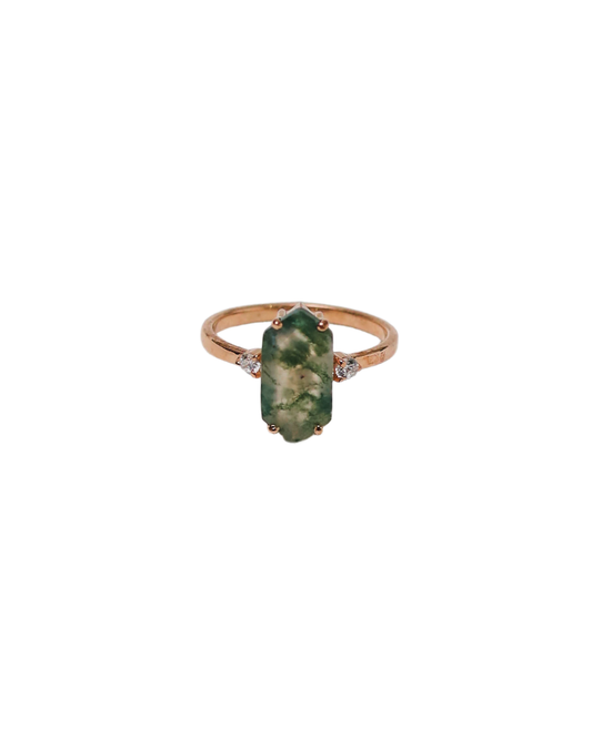 Earth Alchemy: Moss Agate & Rose Gold Consciousness Ring