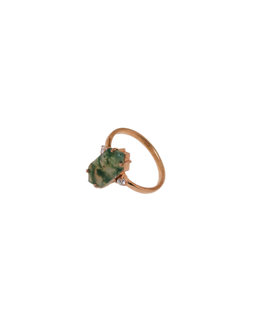 Earth Alchemy: Moss Agate & Rose Gold Consciousness Ring